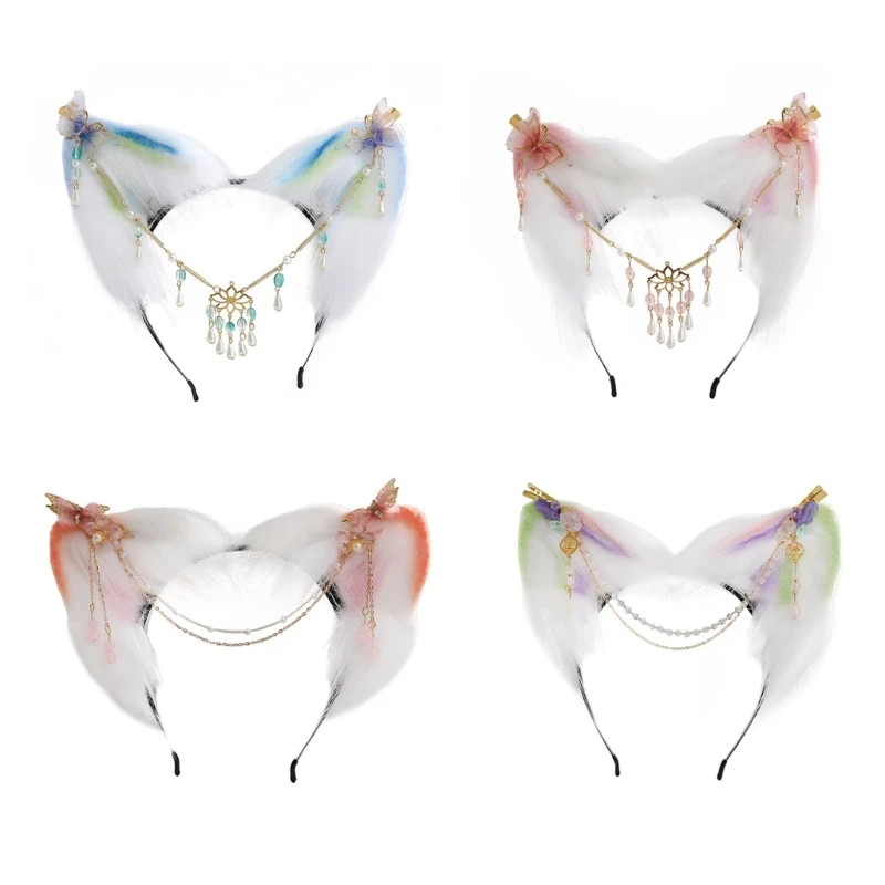 Bandeau oreilles de chat de dessin animé drôle, bandeau en fourrure, cerceau pour femmes, Costume de fête Cosplay