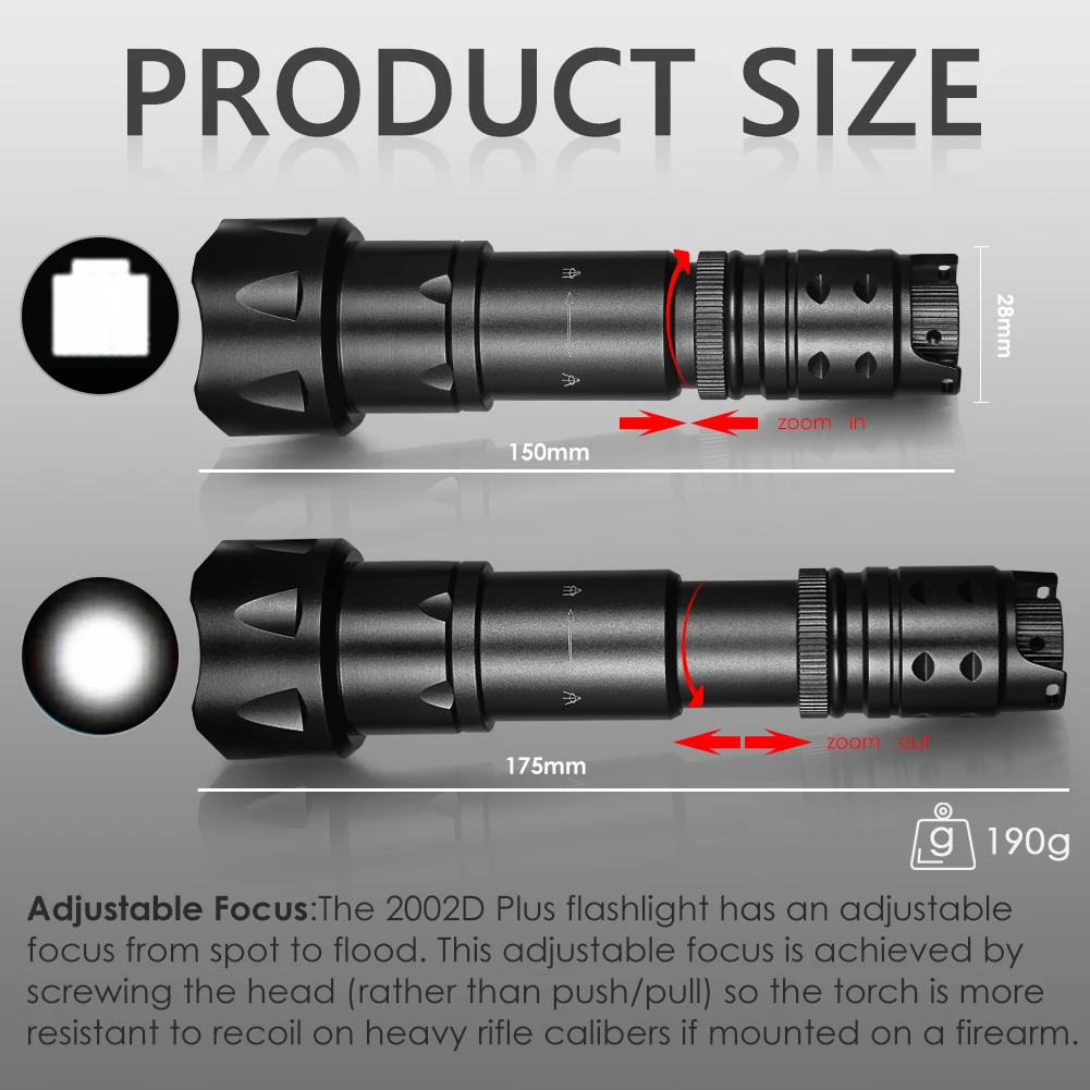 UniqueFire-linterna LED IR 2002D, 940nm, 850nm, 810nm, lente de Fresnel, Zoom, atenuador de visión nocturna, soplete oscilante, máx. 1000 metros