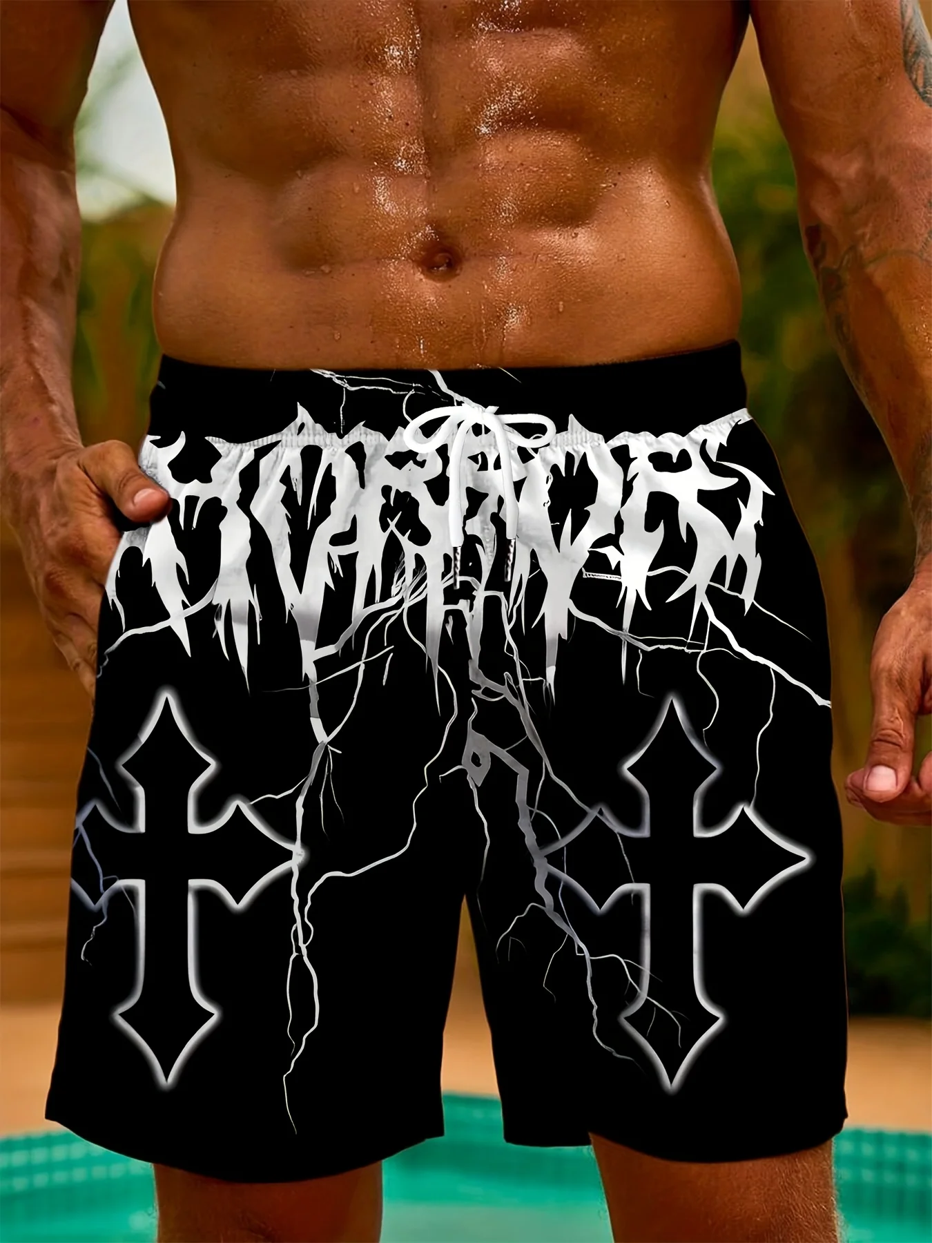 

Лето 2025 г., повседневные шорты для отдыха с 3D принтом, модные повседневные мужские шорты из полиэфирного волокна, удобные и дышащие