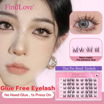 FindLove 셀프 접착 속눈썹 C 컬, 재사용 가능한 가짜 속눈썹, 접착제 불필요, 불규칙한 DIY 가짜 속눈썹, 자연스러운 속눈썹, 10-13mm 