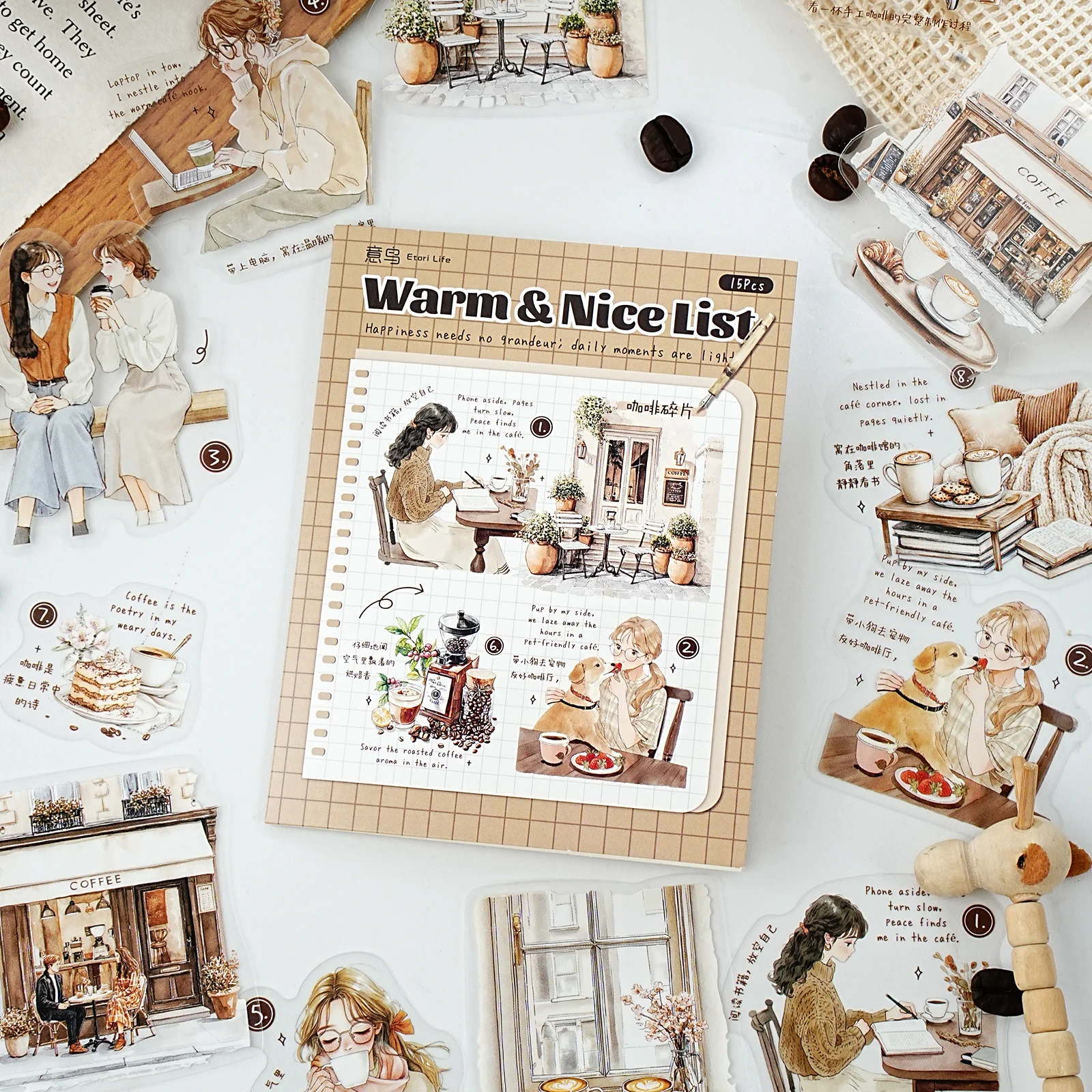 Etori Life 15 Buah Stiker Tema - Coffee Tea Journal ulasan dan harga