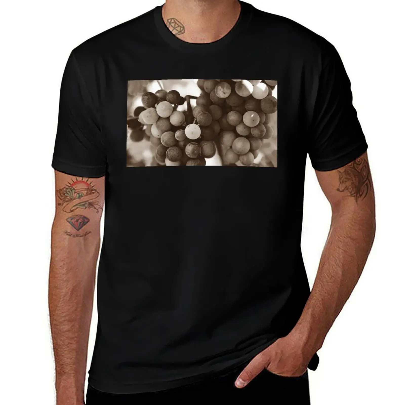 Cluster of Grapes in Vineyard Winery- Version 2 T-Shirt t shirts for man cotton funny T-Shirt