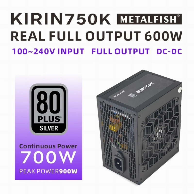 

METALFISH KIRIN750K Черный блок питания для корпуса ATX-600 Вт 700 Вт 80 ПЛЮС СЕРЕБРЯНЫЙ блок питания Поддержка ATX3.0 для игрового настольного компьютера (100-240 В)