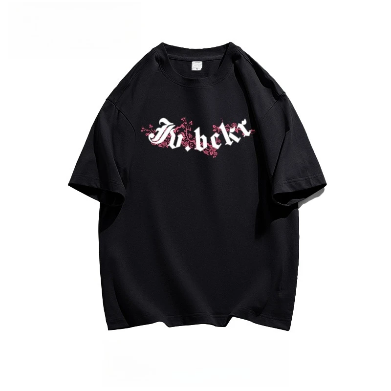 

Motorcycle Summer New High Street Fashion Brand Trendy Printed Pure Cotton Short-Sleeved Men and Women Loose and Versatile