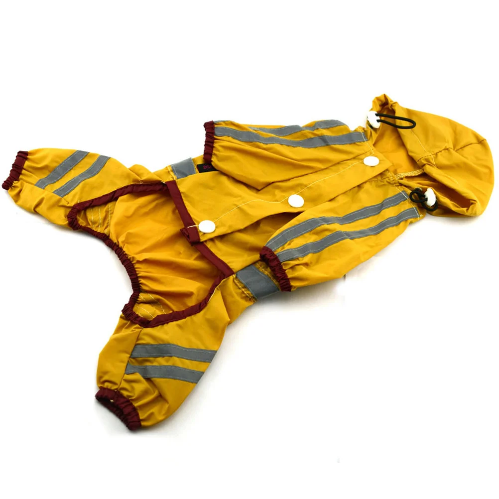 

Yellow Small Dog Rainwear Puppy Raincoat Waterproof Breathable Acrylic Fibers Pet Rain Slicker Open Tail Elastic Trim