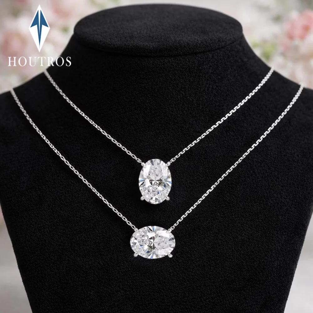 

1-3CT Oval Cut Moissanite Diamond Pendant Necklace for Women 925 Sterling Silver Solitaire Necklace Bridal Dainty Jewelry Gift