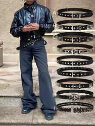 Men's black y2k punk street rivet star buckle casual belt jeans versatile decorative belt suitable for daily travel