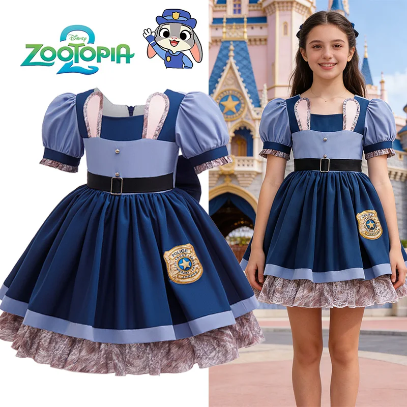 

Новый детский костюм полицейского Джуди Банни от Диснея, платье для ролевых игр с аксессуарами, нарядное платье для дня рождения для девочек