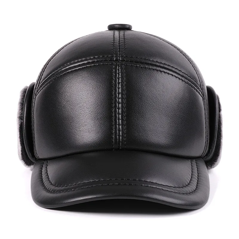 New Winter Sheepskin Warm Bomber Hats Men's Cap Fluffy Cold-proof Earmuffs Hat Genuine Leather Caps casquette gorras кепка 모자