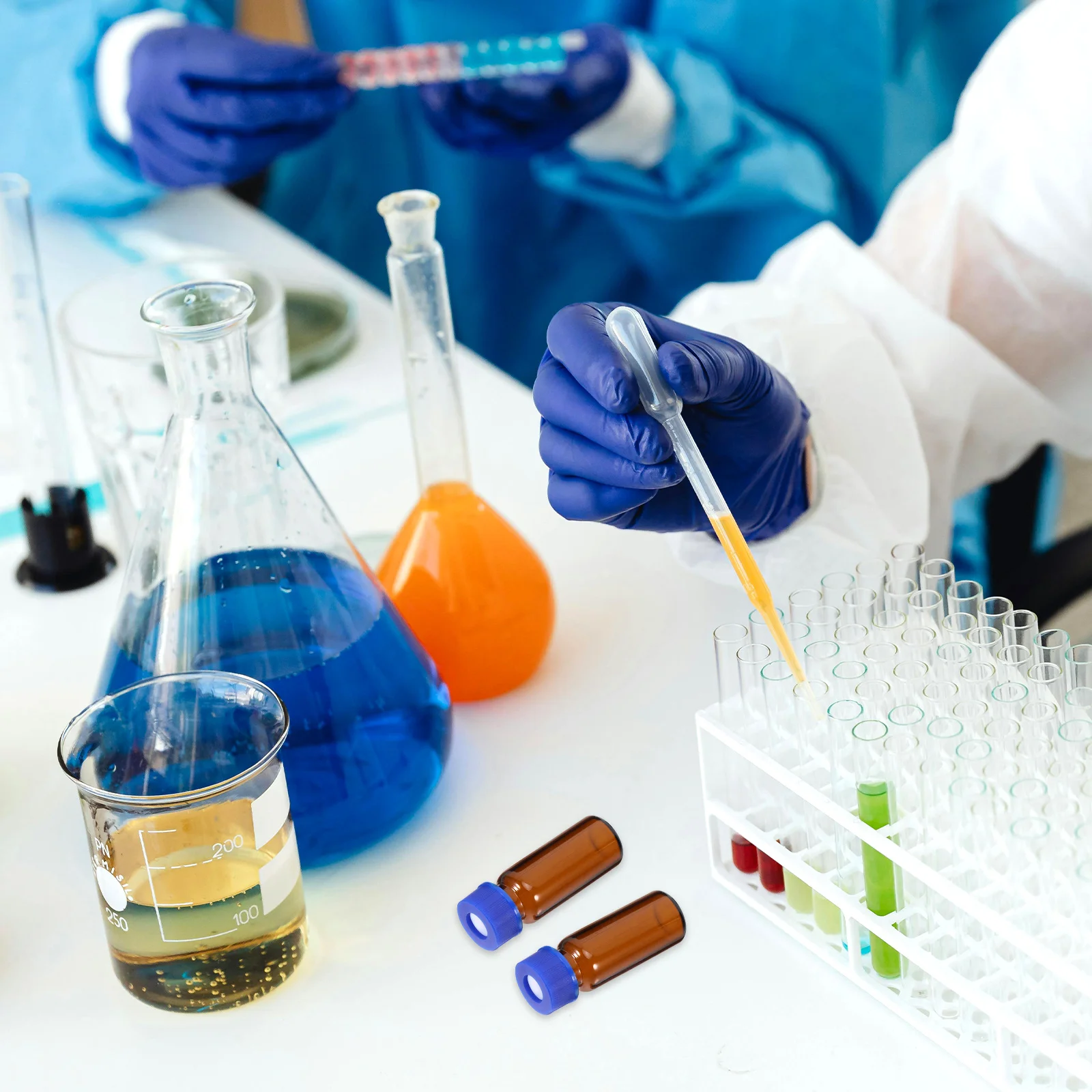 

100pcs 2ml Vial Vials Caps Leakproof Lab Sample Storage Sampling Small Glass Bottles Vials Small Empty Teaching Bottles