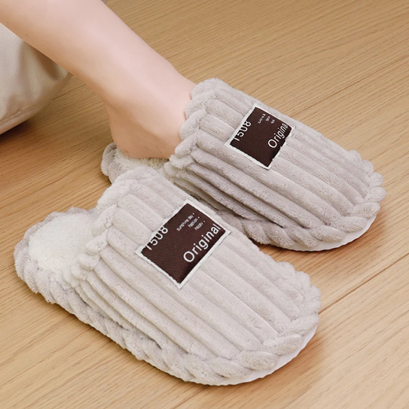 Warme Cord-Winterhausschuhe für Paare, rutschfeste Plüsch-Hausschuhe für Damen, leichte, bequeme Baumwollschuhe für Damen 2026 – Detail 12