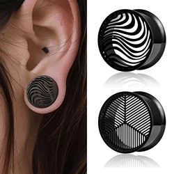 Doearko 2PCS Hollow Out Ear Gauges Plugs Tunnels Stainless Steel Women Expander Earrings Piercing Women Body Jewelry Expansions