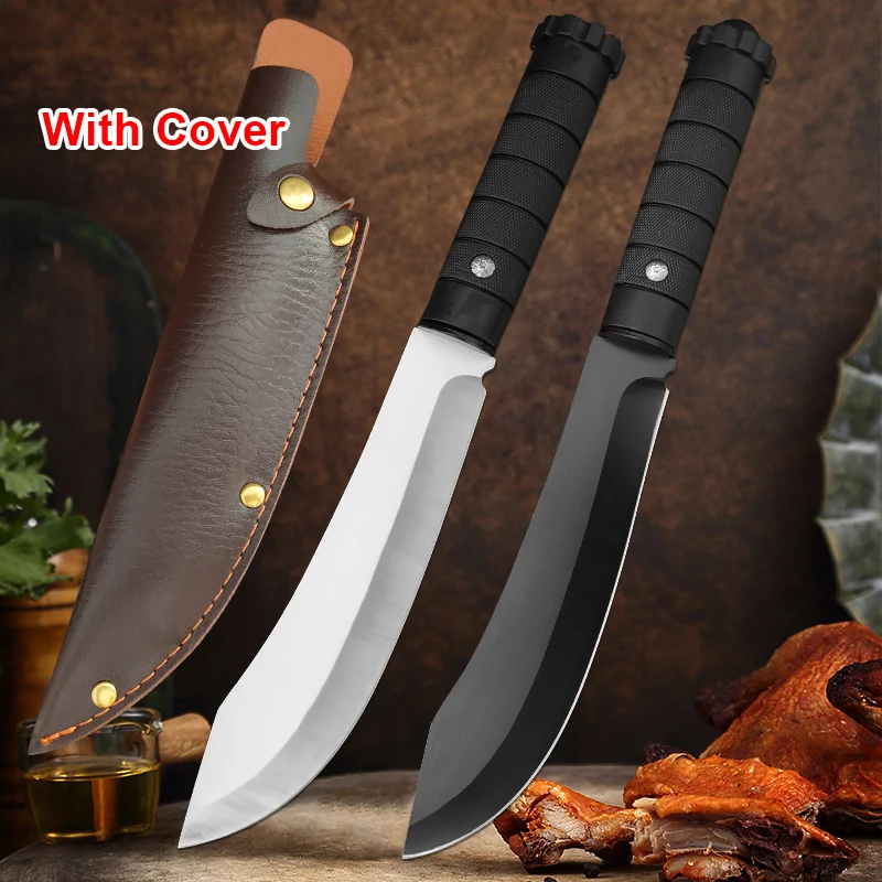 Kitchen Knives Stainless Steel Plastic Handle Steak Knife BBQ Slicing Knife Fruit Cleaver Meat Vegetable Utility Knife Cleaver