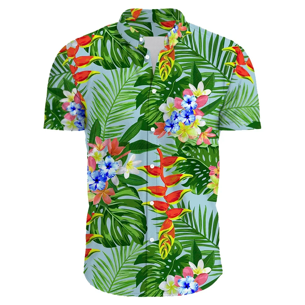 Hawaiian Flower Casual Men Shirts 3D Print Man/Women Fashion Short Sleeves Shirt Lapel Button Tops Oversized Unisex Clothes