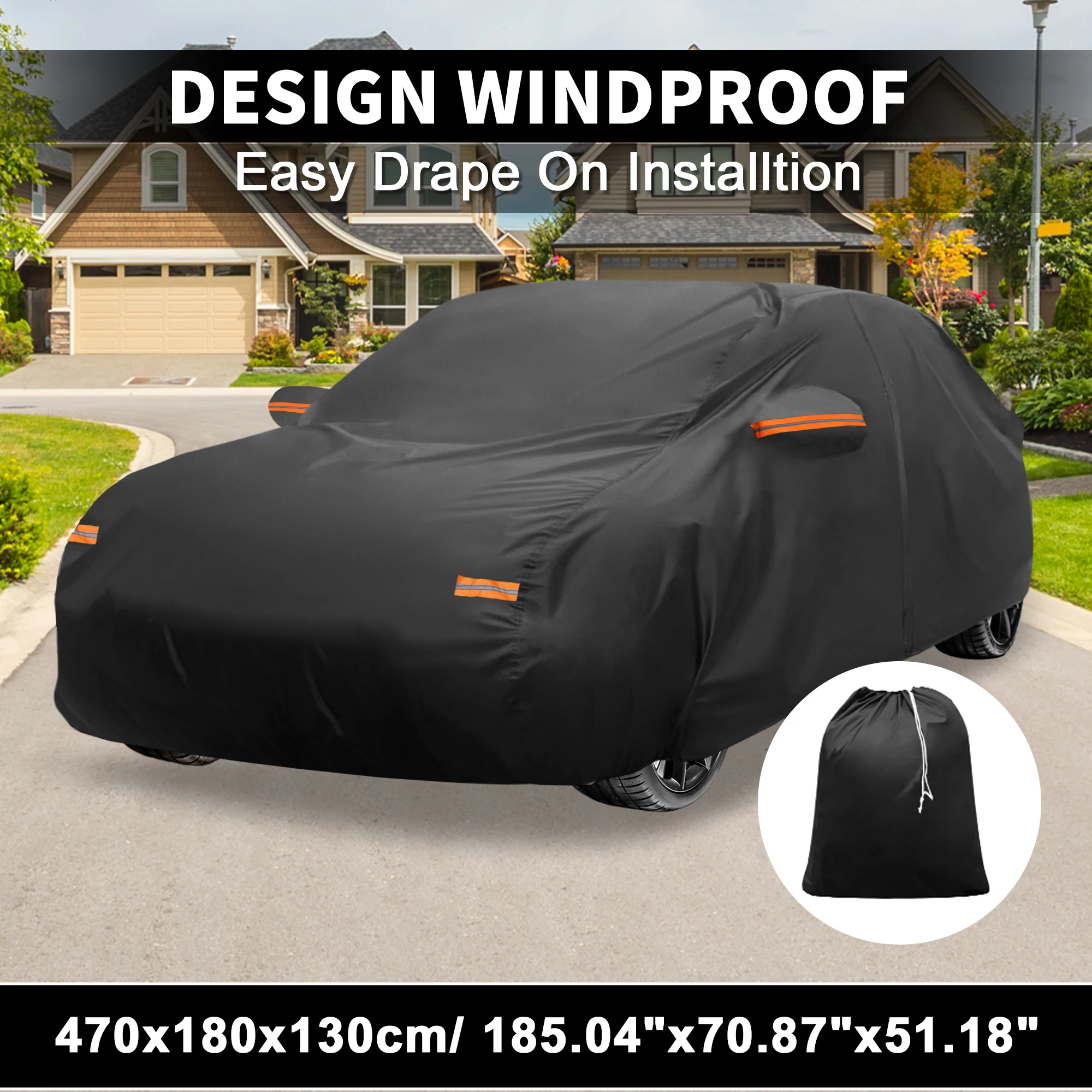 UXCELL Waterproof Car Cover Aluminum Film Car Outdoor Full Car Cover for Toyota Corolla with Driver Door Zipper 470x180x130cm