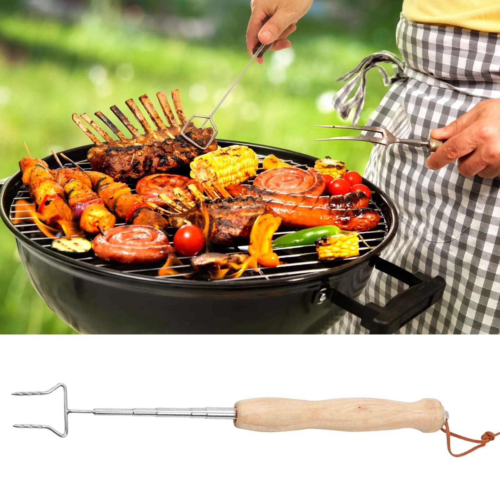 Stainless Steel Roasting Sticks Metal Sturdy Telescoping Sticks for Fire Pit Campfire & Bonfire