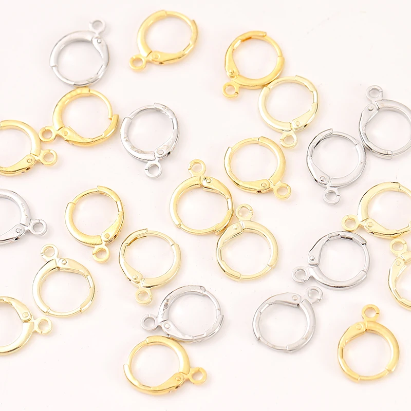 14/18k Gold Plated French Round Earring Clasps Hooks Single Hole Ear Hook Ear Clip Ear Ring Hook DIY Jewelry Accessories