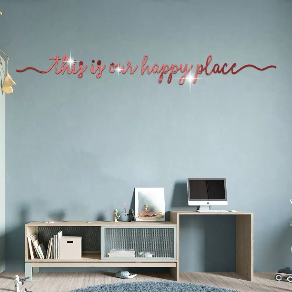 2Pcs/set Solid Color Famous Quote Mirror Sticker Modern Simple English Letters Mirror Sticker Acrylic 3D Acrylic Wall Decal