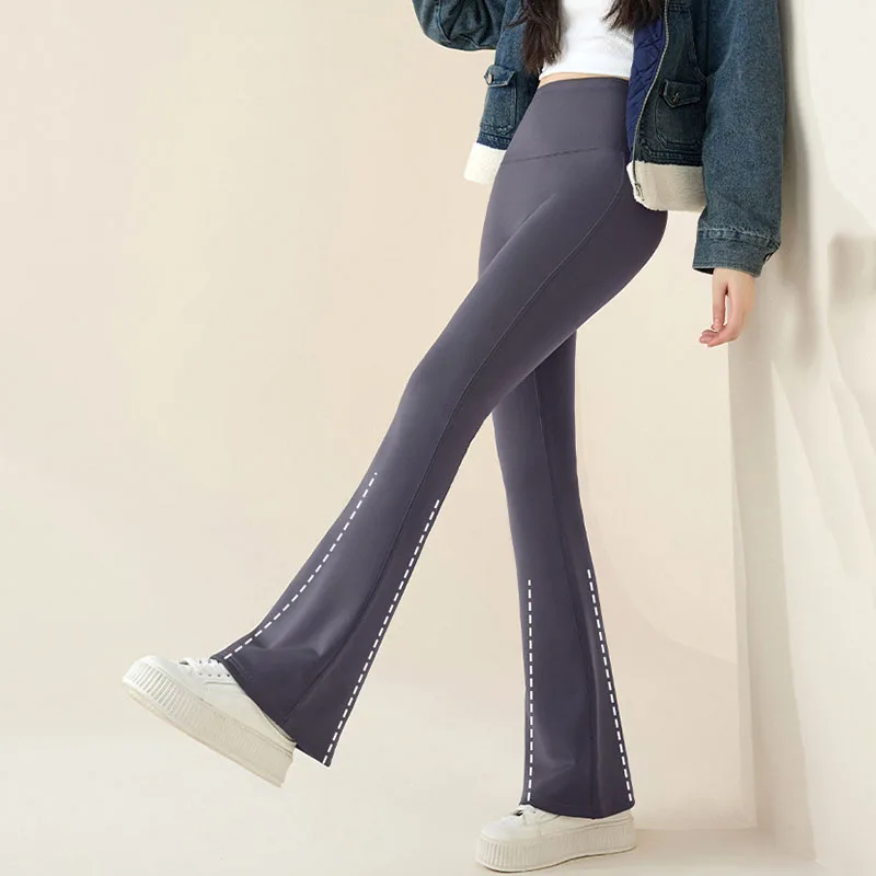 النساء رشاقته المخملية واسعة الساق طماق 2025 جديد شتاء دافئ عالية الخصر القرش السراويل امرأة الكورية مطاطا سليم صالح اليوغا السراويل