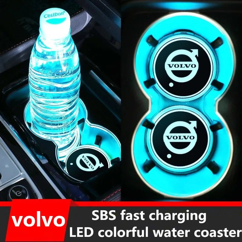 2pcs automotive LED water coaster multi-color switching is suitable for Volvo v40v 60s6ls90xc60xc90t4t5t8 luminous modified lamp