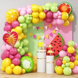111 Pieces Hawaiian Themed Balloon Garland Arch Set, Pineapple Palm Tropical Summer Beach Birthday Baby Shower Party Decoration
