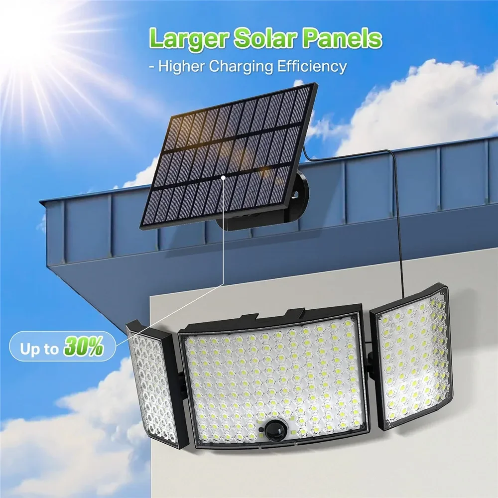 

234/128/100 LED Outdoor Solar Light IP65 Waterproof With Motion Sensor 3 Modes For Street Stairs Yard Garage Backyard Garden