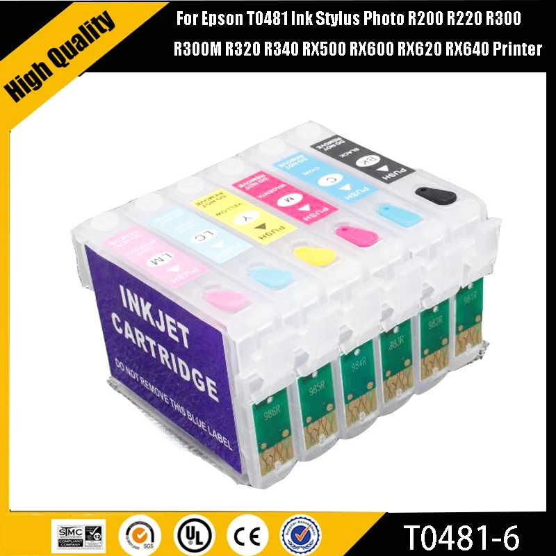 T0481 - T0486 Ink Cartridge For Epson T0481 Ink Stylus Photo R200 R220 R300 R300M R320 R340 RX500 RX600 RX620 RX640 Printer