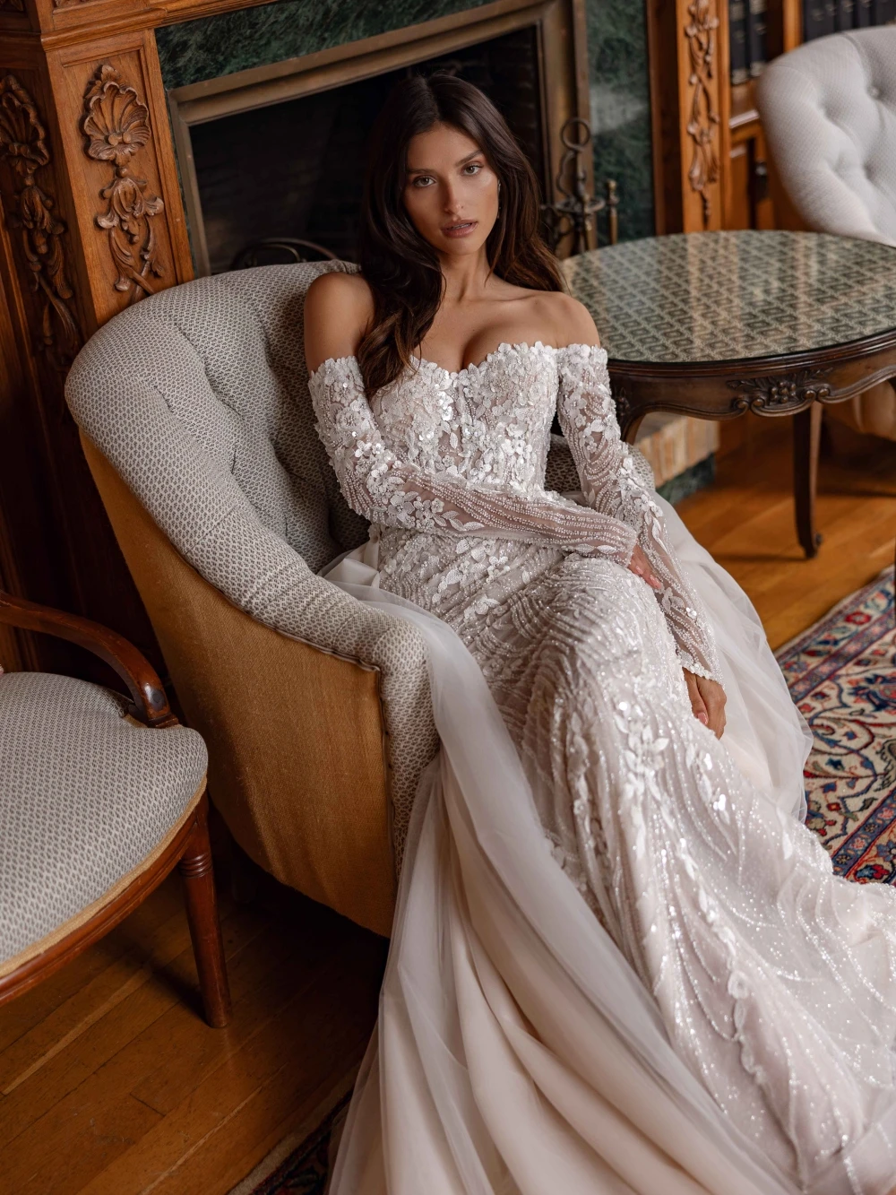 Exquisite Beads Detachable Train Mermaid Wedding Dress Sweetheart Neck Off The Shoulder Bridal Gown Customized Dresses For Bride