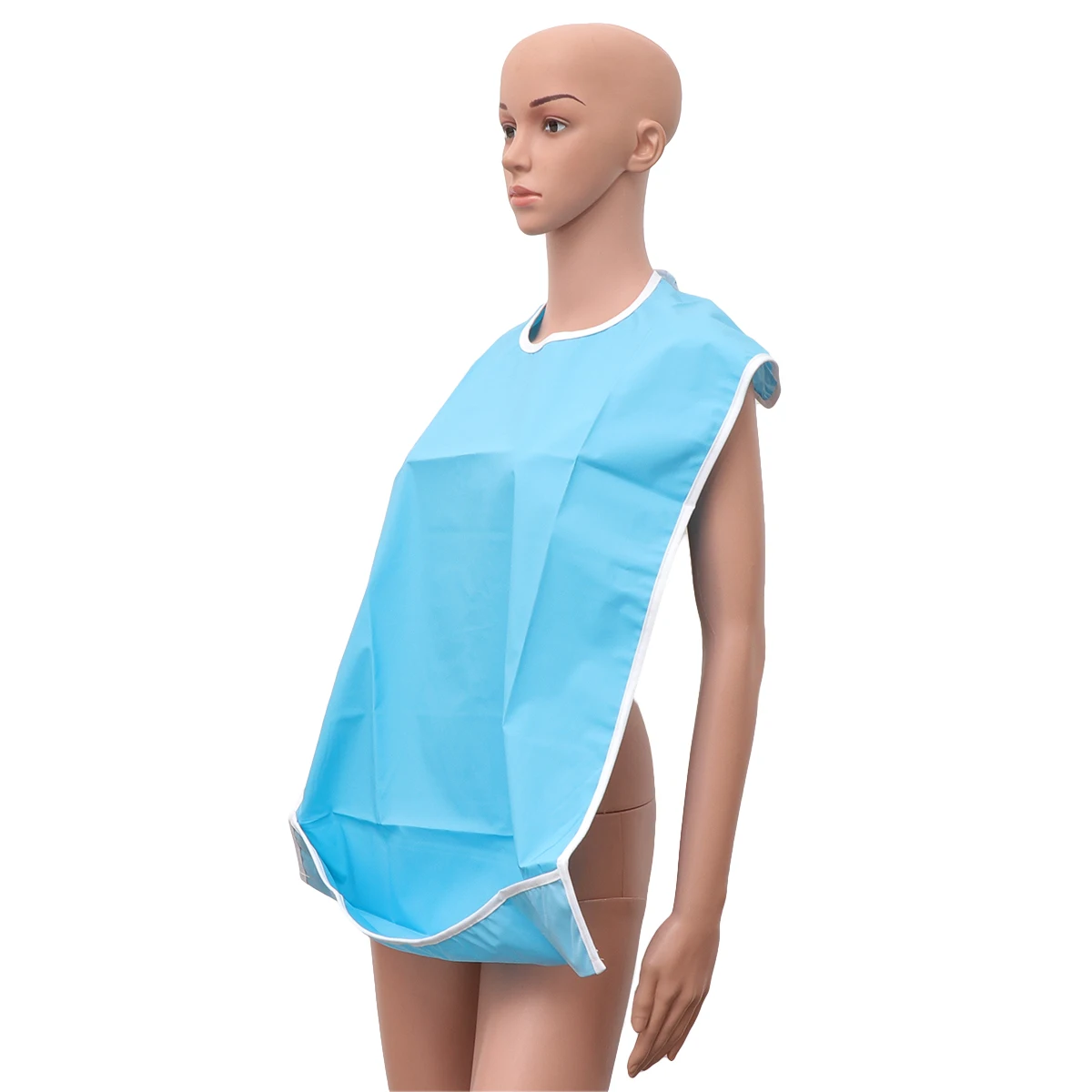 

Waterproof Mealtime Bib Large Adult Rice Bag Aid Apron Three dimensional Blue Women Washable Durable Cotton Stain Free
