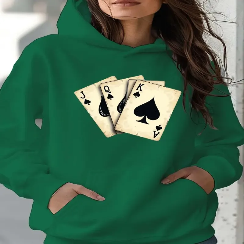 

Зима-Осень, толстовка больших размеров, женская одежда больших размеров, карточки, художественный дизайн, графический модный уличный стиль, топ из чистого хлопка