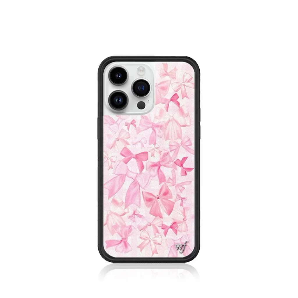 

Pink bow phone case, suitable for Apple phones, hard case with silicone anti drop all inclusive