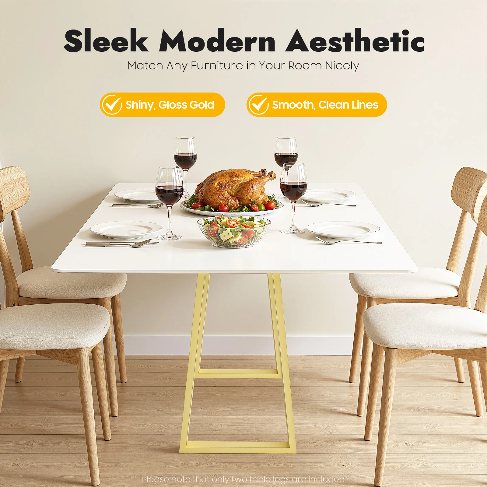 2 * Metal Trapezoid Table Legs Loading Capacity of Single Leg 440lbs Gold Table Legs 28''inch Furniture Legs,Dining Table Legs,Metal Legs for Table Desk,Office Table Legs (Without Boards)