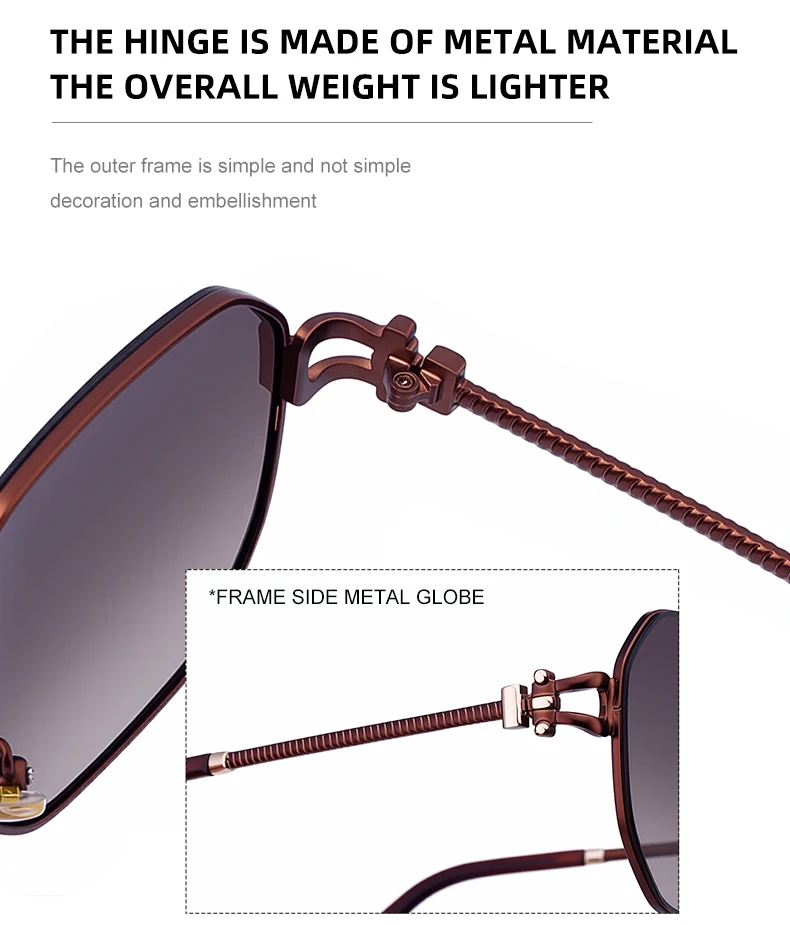 Übergroße quadratische Sonnenbrille für Damen – Luxusmarke 2026, Punk-Metallrahmen, Polygon-Sonnenbrille für Damen, modische Eyewear-Shades – Detail 8