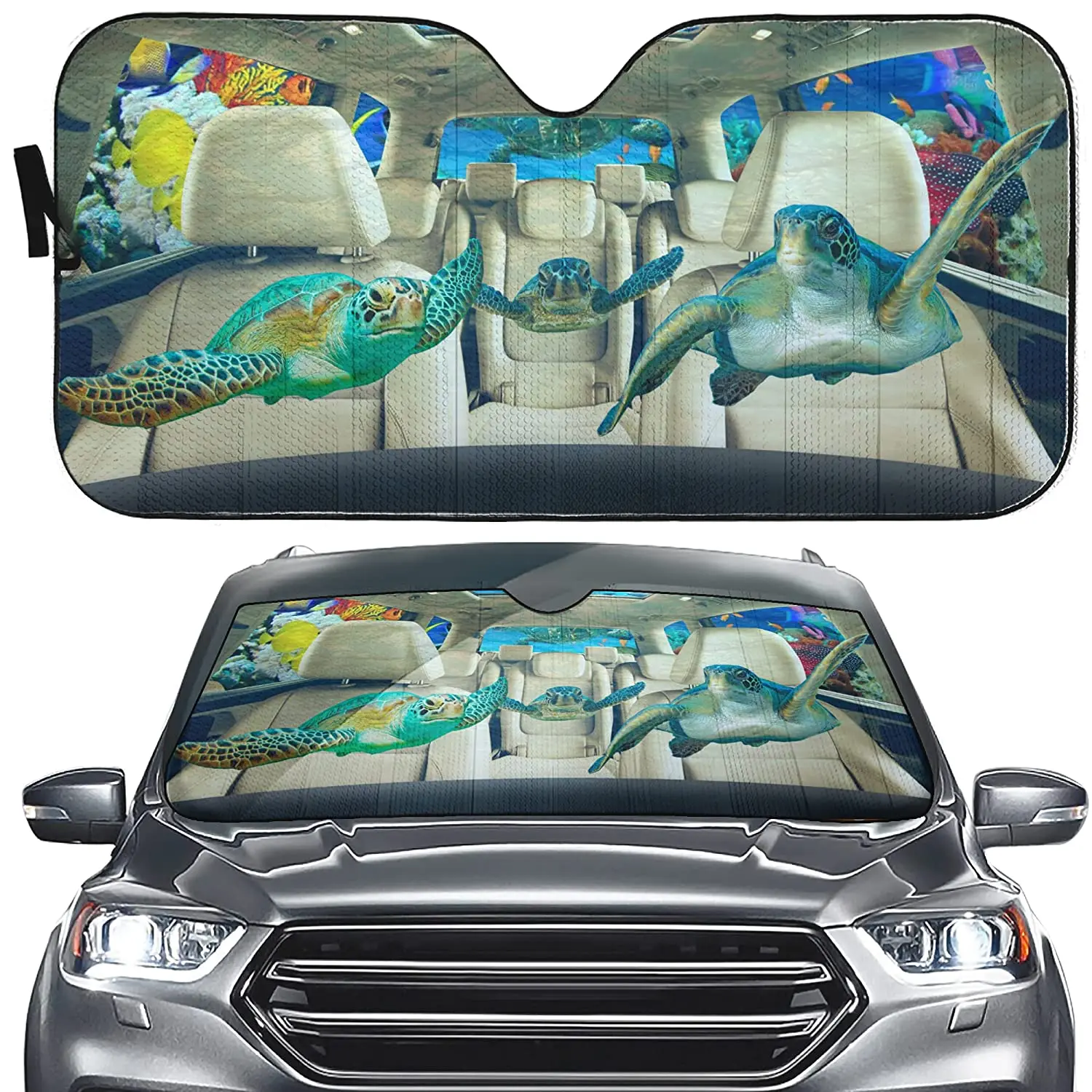 

Sea Turtle Swimming Windshield Window Sunshade for Car, Block UV,Tortoise Driving Auto Front Window Sun Shade Cover Outdoor