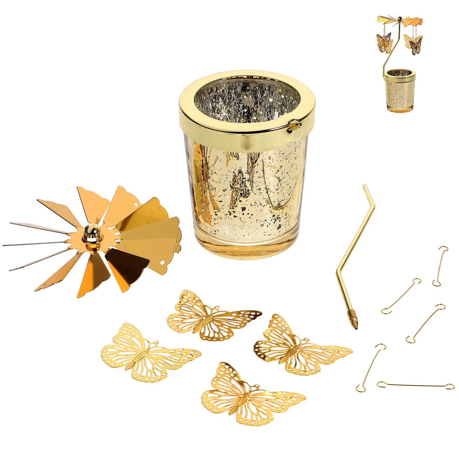 

Golden Rotating Holder Tealight Stand Table Centerpiece Decor for Home Wedding Party Holder