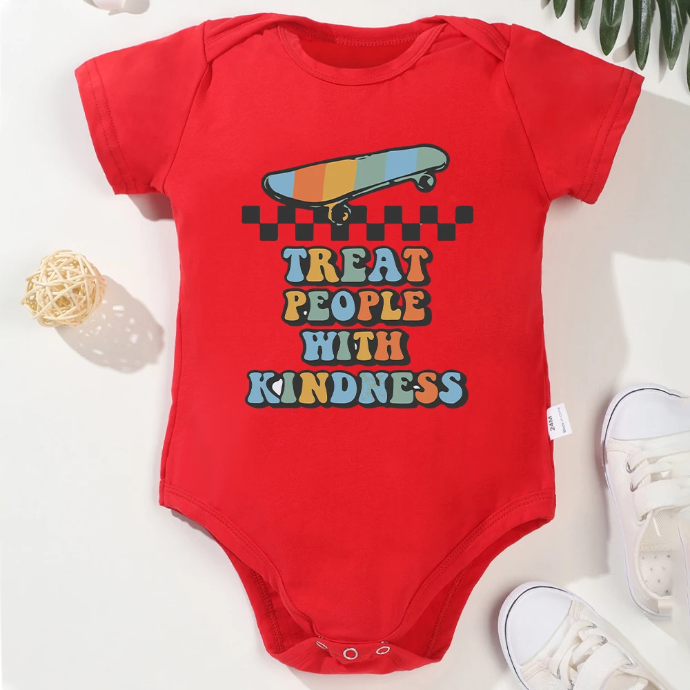 Treat People With Kindness Baby Boys Bodysuit Skateboard Harajuku Streetwear Cotton Toddler Jumpsuit Cheap Clearance Sale