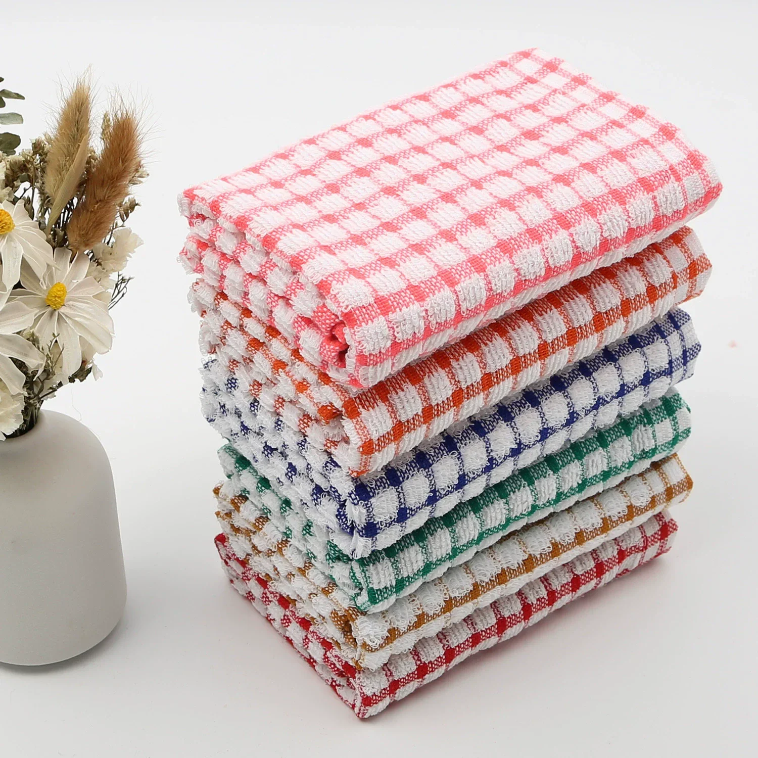 1/6Pcs Washing Dish Cloth New Cotton Tea Towels Household Large Size Washing Dish Cloth Rag Absorbent Drying Handtowel