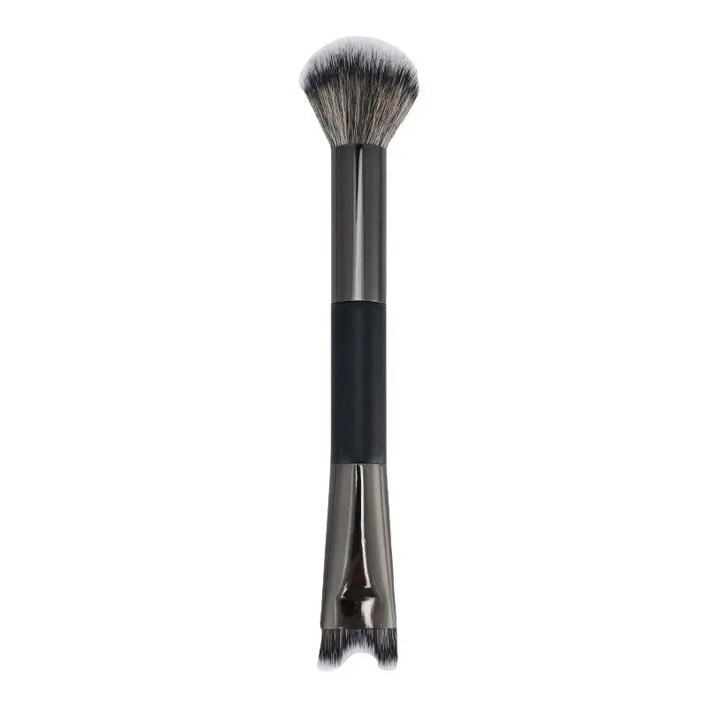 1 pçs pincéis de maquiagem em pó de precisão preto configuração compõem escova blush bronzer cabeça redonda rosto ferramentas cosméticas macio
