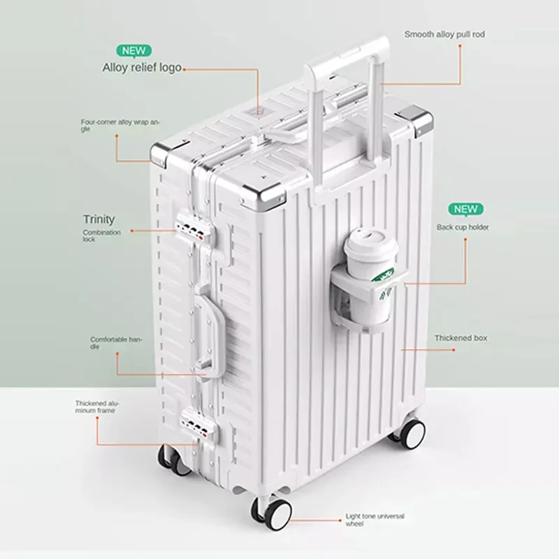 Imagem -02 - Bagagem de Alumínio com Senha Mala de Viagem Leve Durável e Forte Trolley Case Modelo com Zíper