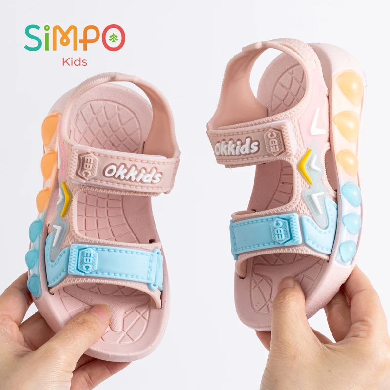 1 Pair Sport Sandals For Boys And Girls Summer Outdoor Soft Bottom Breathable Lightweight Casual Beach Shoes With Hook & Loop