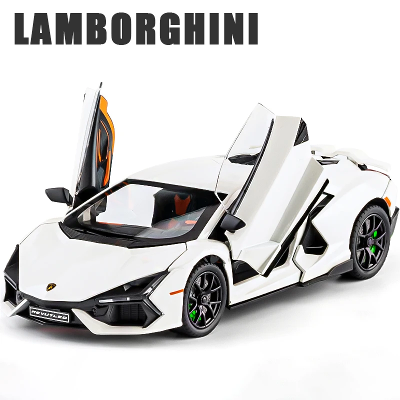 Lamborghini Revuelto Supercar Model Toy para Crianças, Liga Diecasts e Veículos de Brinquedo, Metal Car Model, Coleção Som e Leve, 1:24