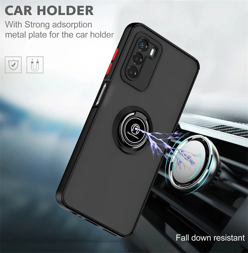 For Motorola Moto G42 Case Magnetic Ring Stand Shockproof Phone Cases For Moto G42 G 42 MotoG42 Matte Armor Hard PC Back Cover