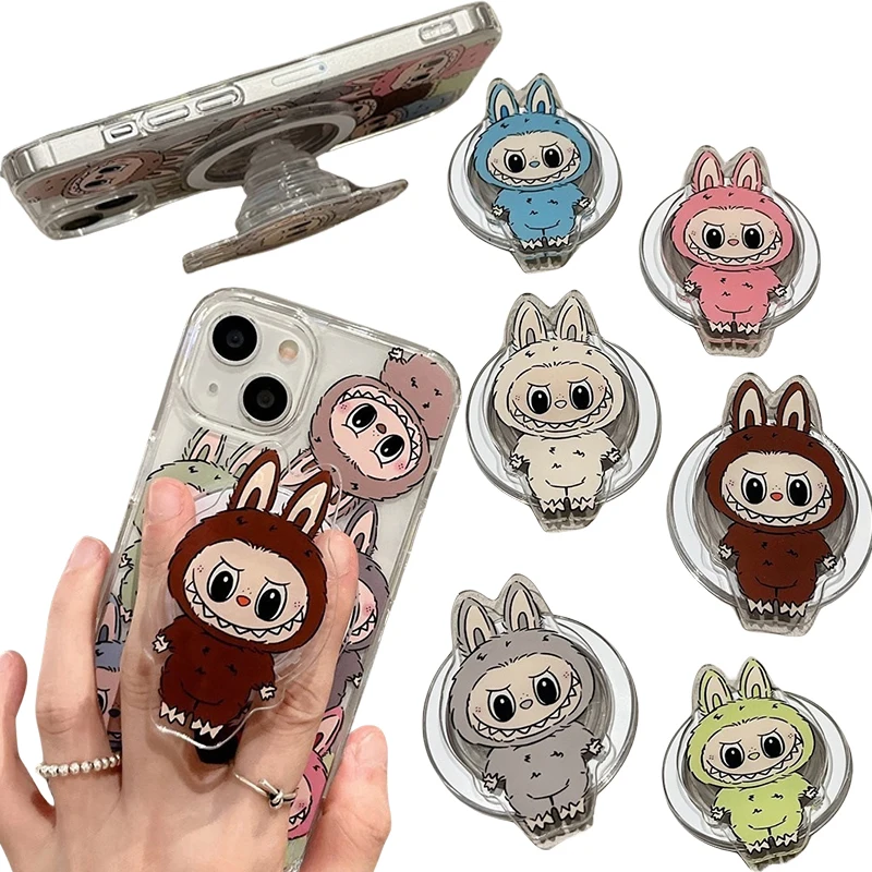 Labubu The Monsters Box Magnetic Folding Mobile Phone Grip Holder Cartoon Cute Socket Pocket Support for Magsafe IPhone Samsung