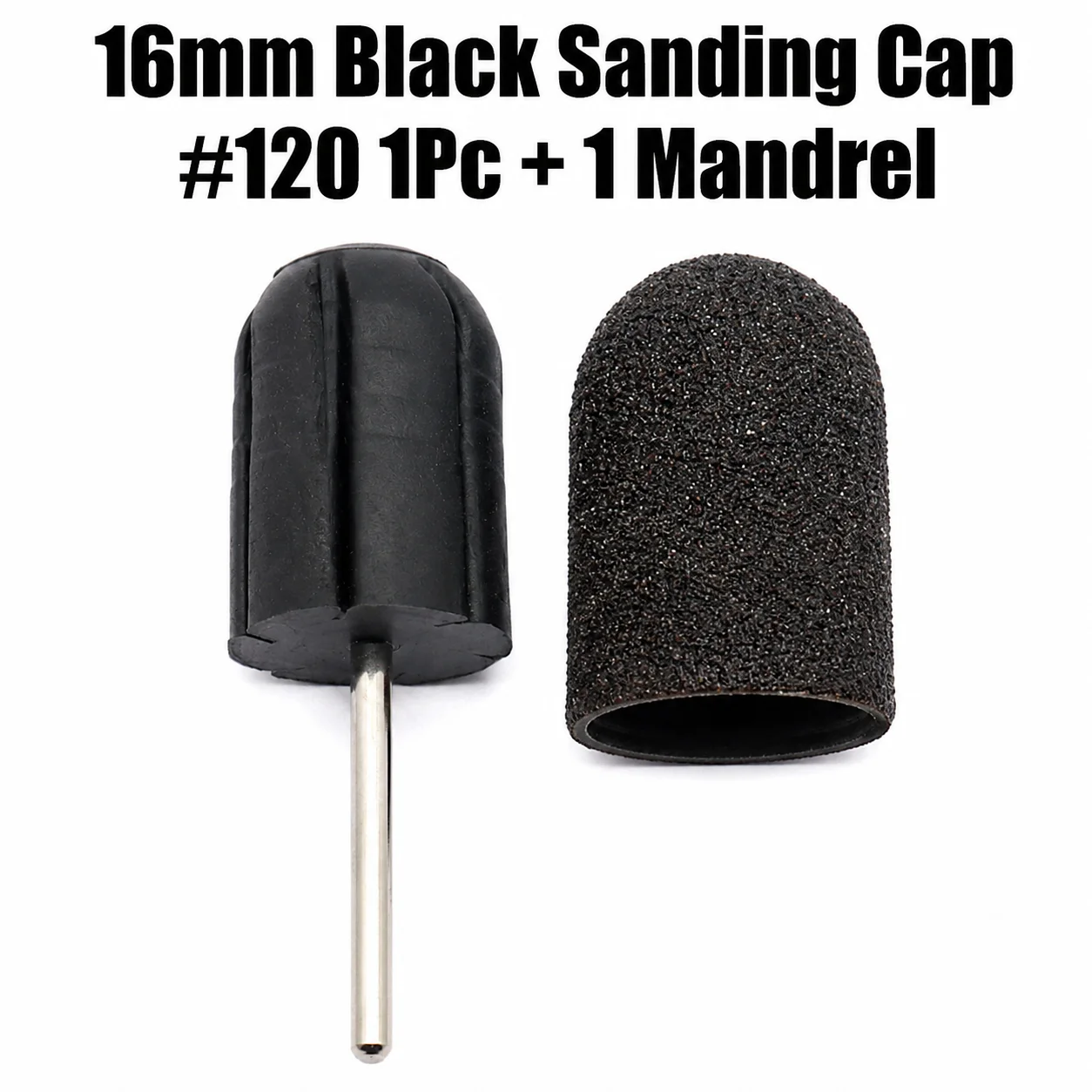 2Pcs Set 16mm Sanding Cap with Mandrel, Coarse/Medium/Fine Grits for Callus and Dead Skin Removal, Pedicure Nail Drill Bit, 2.35
