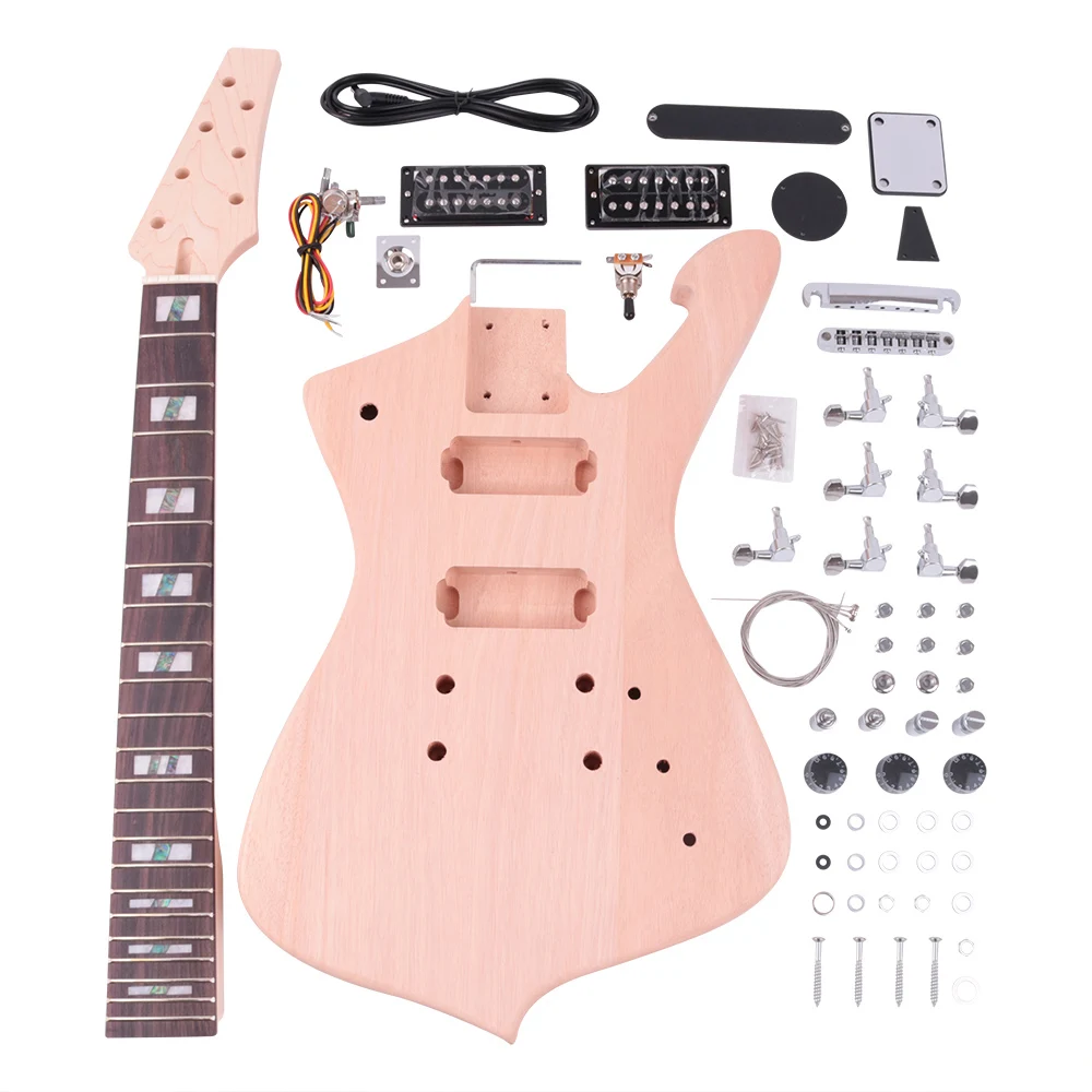 7 strings diy electric guitar kits set mahogany body maple neck rosewood fingerboard with all hardware