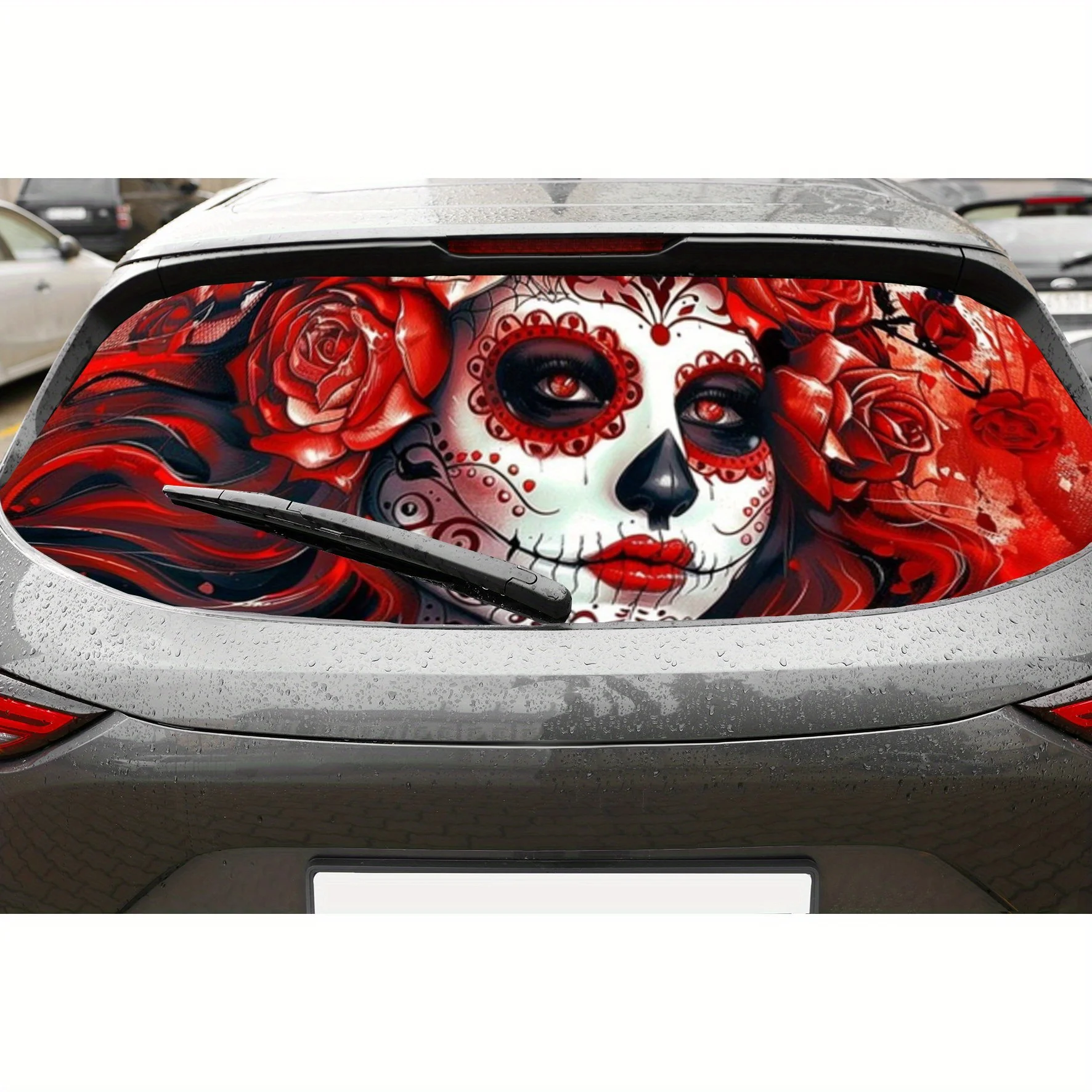 

Sugar Skull Girl PVC material self-adhesive waterproof car rear window sticker, easy to paste without falling off, waterproof an