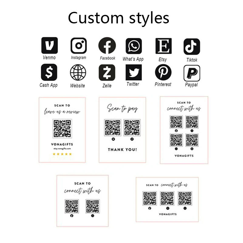علامة رمز الاستجابة السريعة من الأكريليك للأعمال، مسح مخصص لدفع علامة Venmo/PayPal/Cash App، ديكور سطح الطاولة للأعمال، وسائل التواصل الاجتماعي #6
