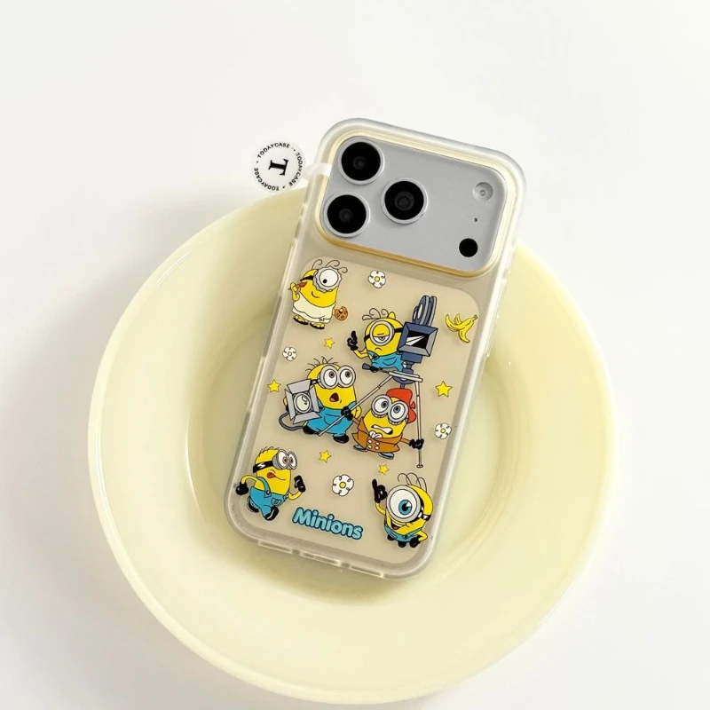 Coque de téléphone antichoc rigide motif Minions de dessin animé mignons pour iPhone 17 Pro 16 15 Pro Max
