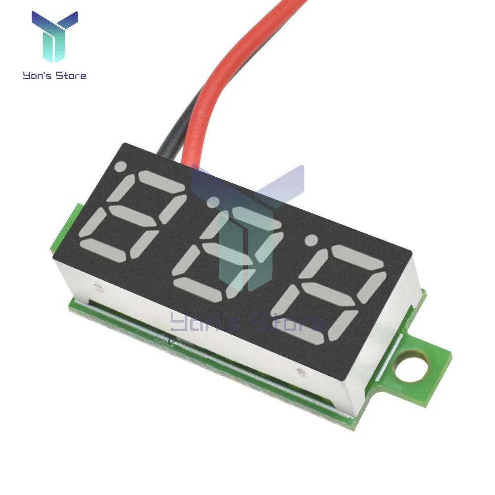 2 szt. 0,28 Cal woltomierz cyfrowy LED DC2.5-30V miernik napięcia samochodowego zasilanie mobilne samochodowy Tester napięcia zielony niebieski