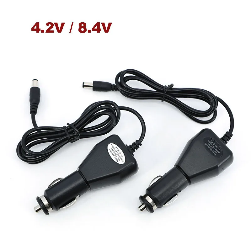 12V 24V Car Cigarette Lighter Power Charger Cable to DC 4.2V 8.4V 16.8V Volt 1000mA for 18650 Li-ion LiPo Battery Electric 12V